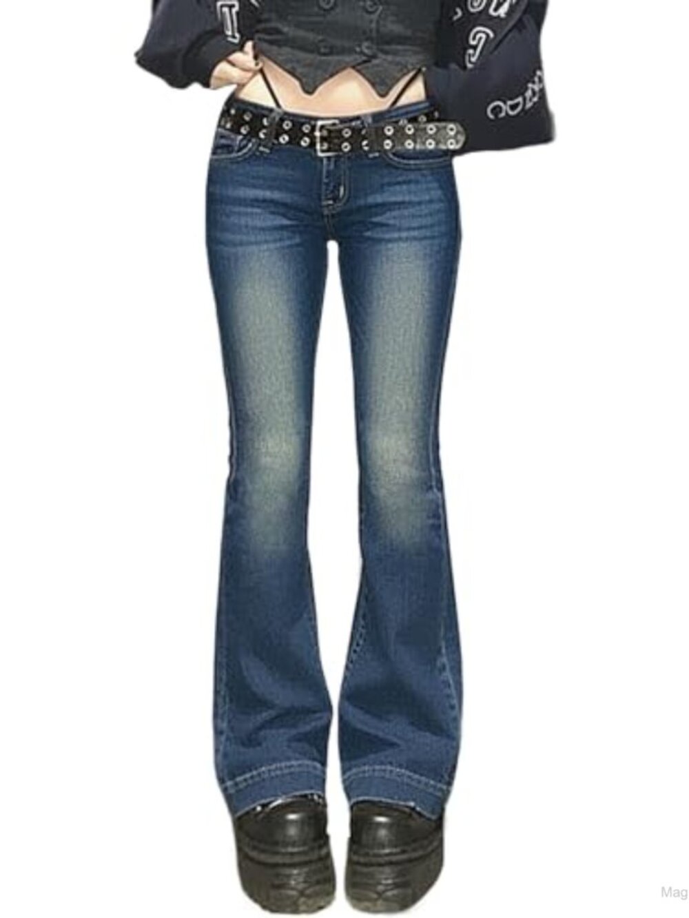 Stretchy Bell Bottom Jeans Low Rise Flare Vintage Denim Pants Y2K 90s Women
